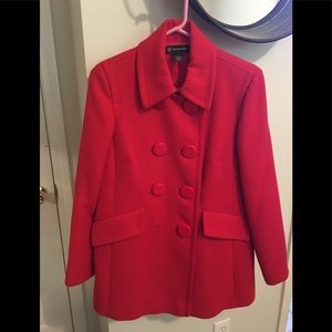 Bright red trapeziums coat by INC